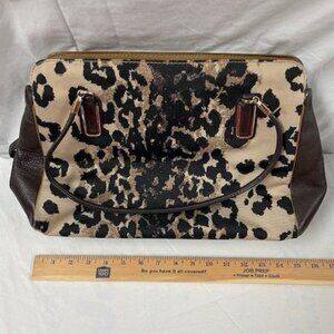 Coach bag Madison Kimberly Ocelot Carryall Leopard Print Satchel Purse 25207